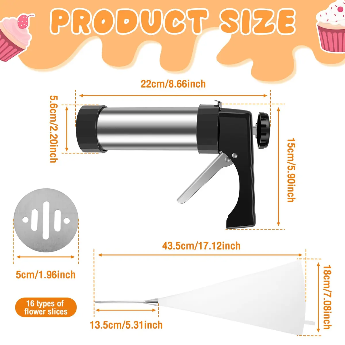 bigjvbfv Churro Maker Machine with 3 Tips & Piping Bag, Stainless Steel, Black | Easy Homemade Churros - view 3