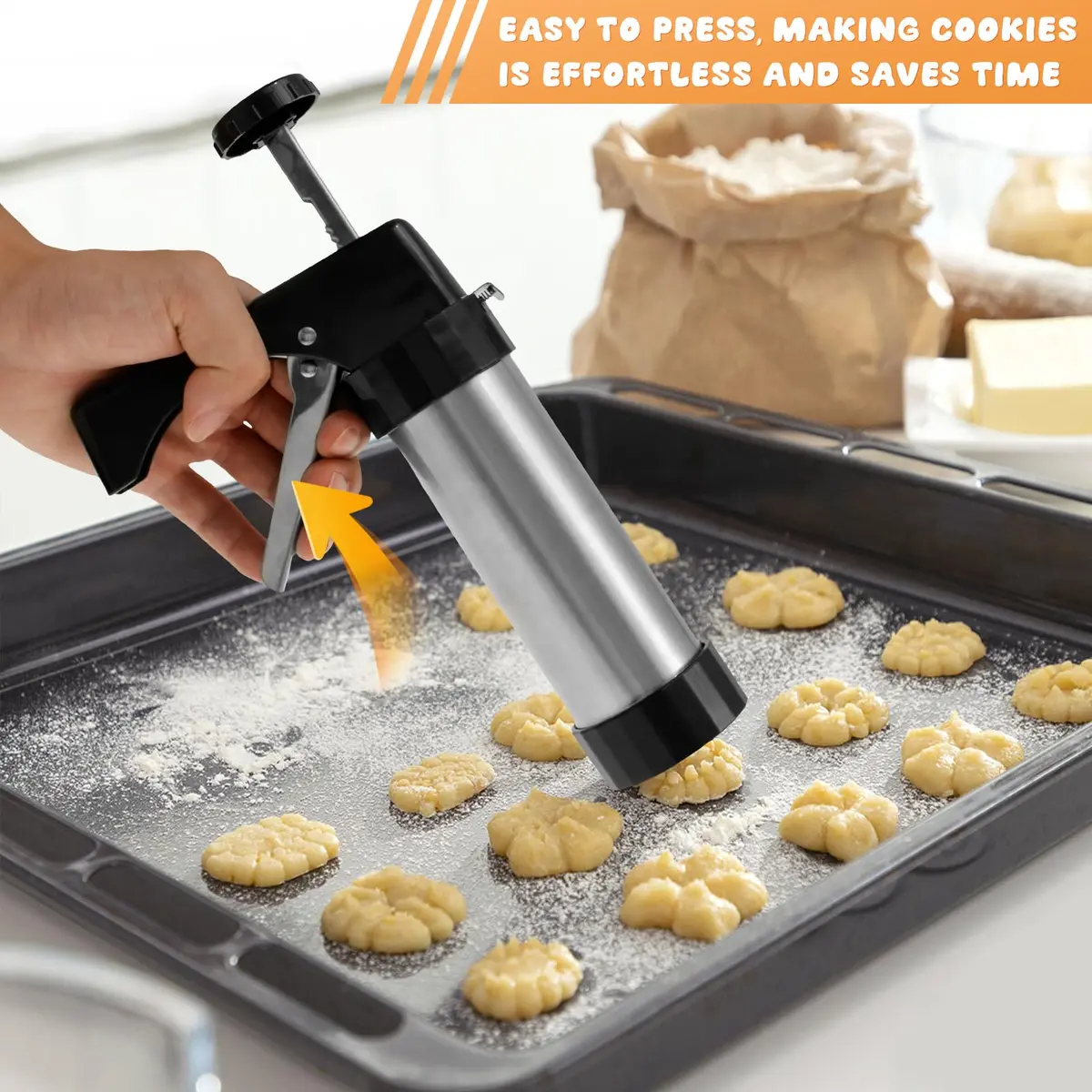 bigjvbfv Churro Maker Machine with 3 Tips & Piping Bag, Stainless Steel, Black | Easy Homemade Churros - view 4