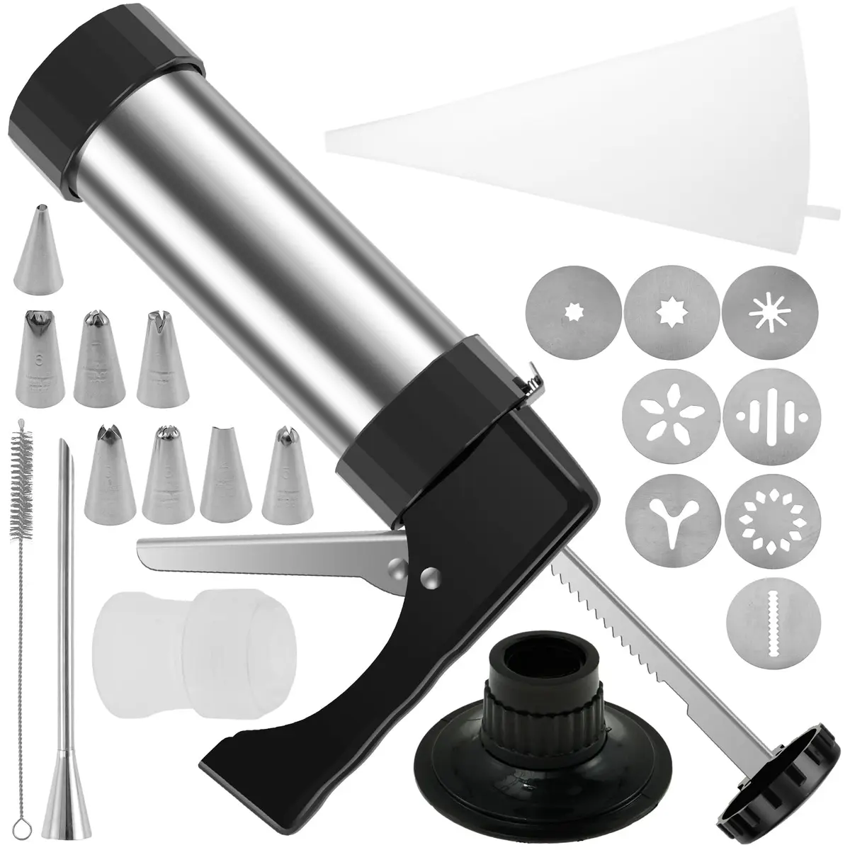 bigjvbfv Churro Maker Machine with 3 Tips & Filling Bag | Stainless Steel, Black (22x15x5.6 cm) - main product image