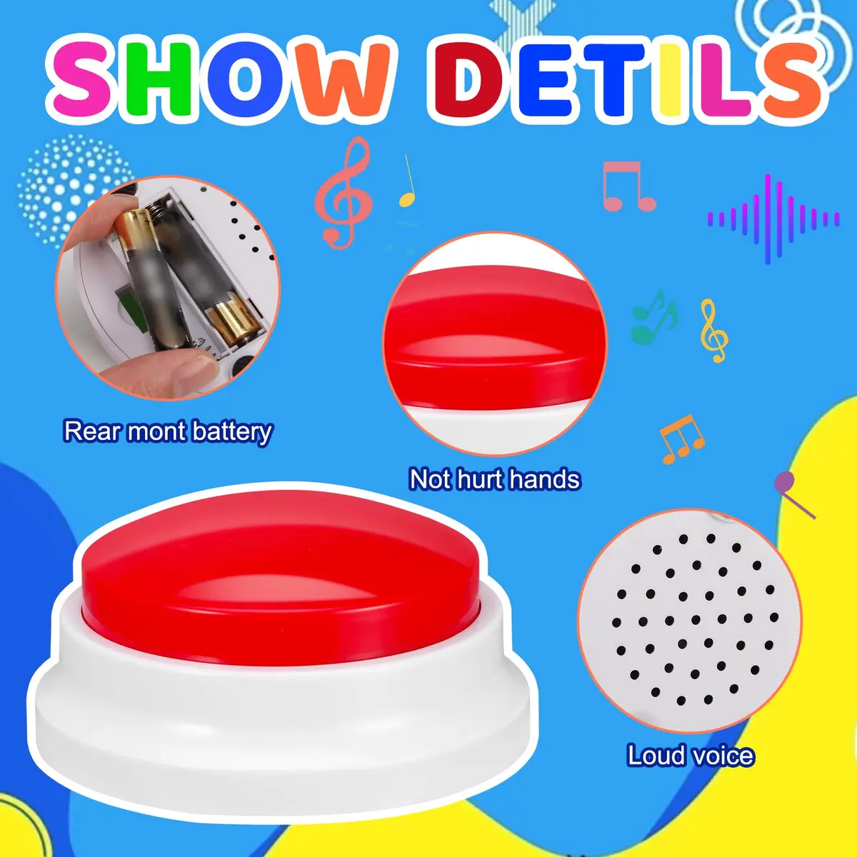 Ovveroche 10 Pieces Recordable Answer Buzzers | Classroom Buzzers for Study, Office, Home, Pet Training Toy - view 2