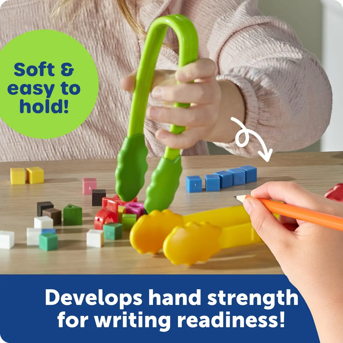Learning Resources Flex-Grip Tongs | Fine Motor Skills for Kids, Bright Colors, Reusable Storage (15.49cm/6in) - view 2
