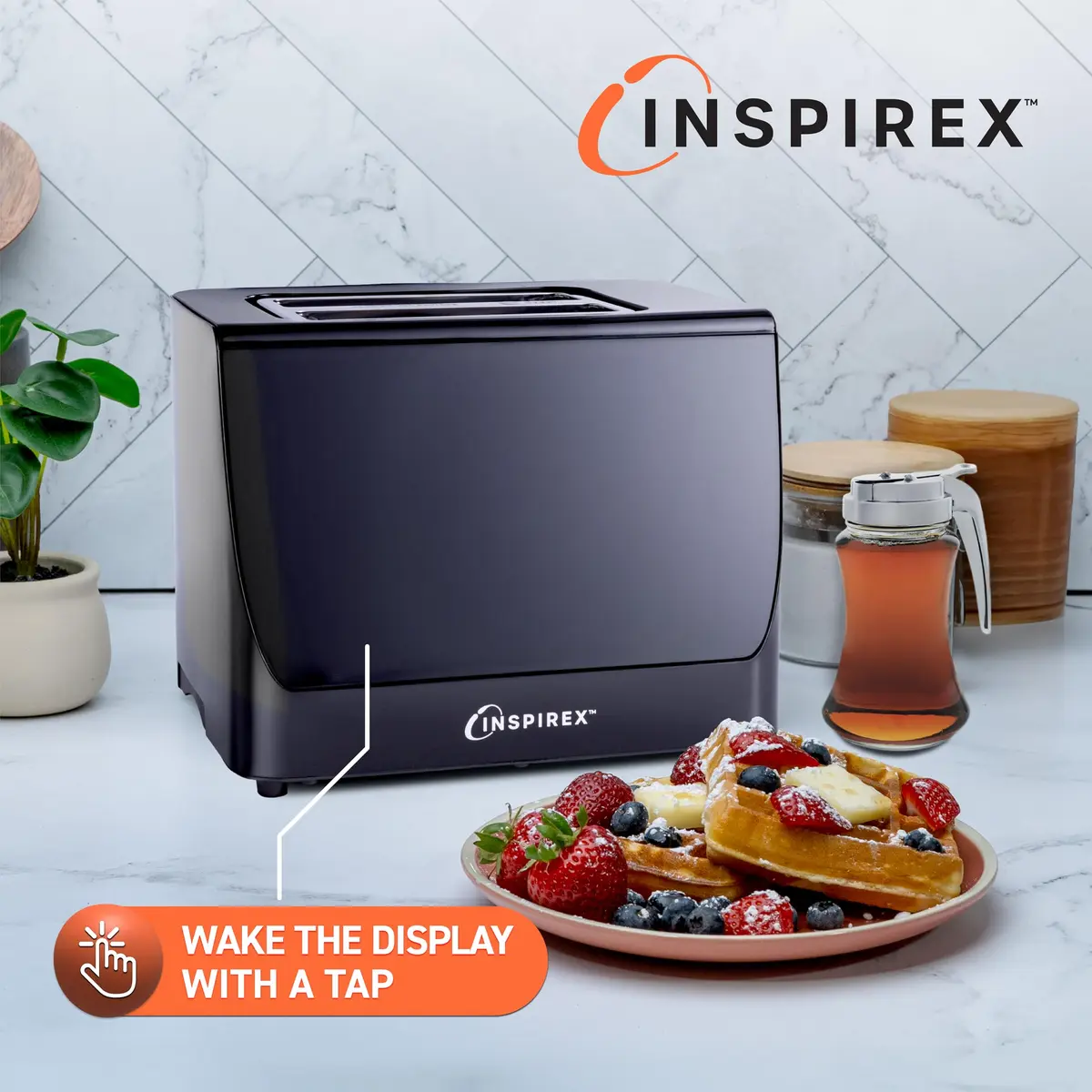 Nostalgia Inspirex Two Slice Touchscreen Toaster, Black | Modern Kitchen Essential - view 7
