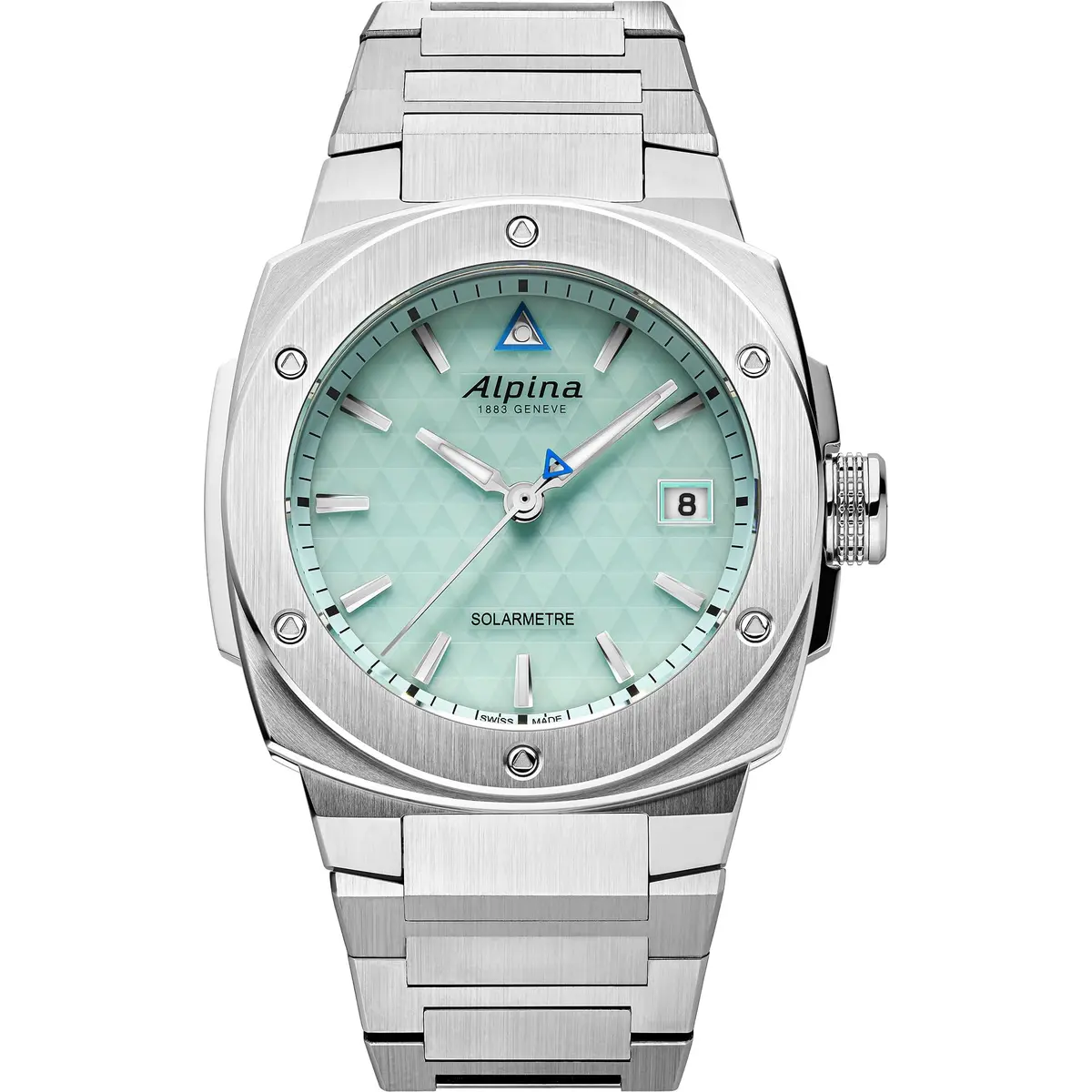 Alpina Solar Powered Watch 37.5mm Silver-Tone Stainless Steel Case with Teal Dial | Unisex Solar Quartz - main product image