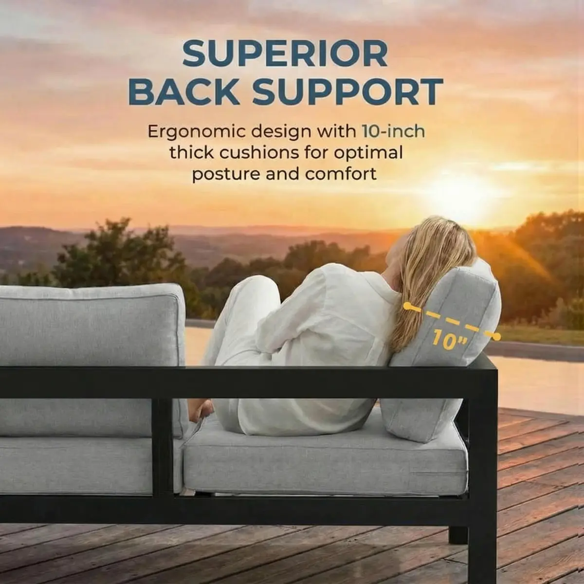 Solaste Aluminum Patio Furniture Set for All Weather | Oversized Metal Outdoor Furniture with 27.5" Deep Seating - view 5