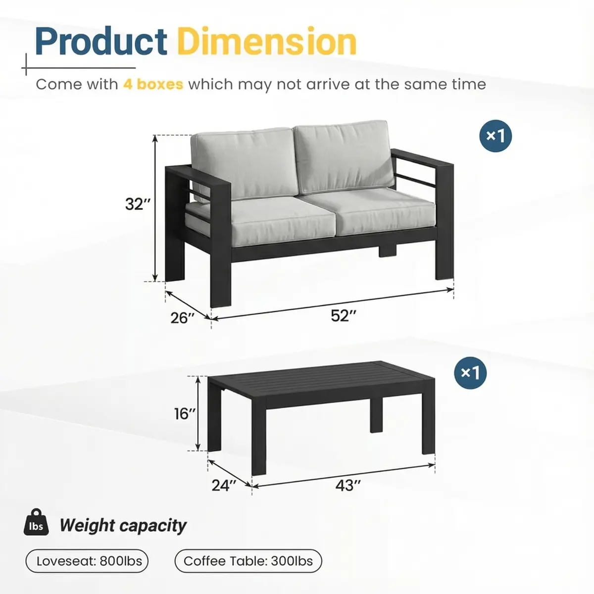 Solaste Aluminum Patio Furniture Set for All Weather | Oversized Metal Outdoor Furniture with 27.5" Deep Seating - view 2