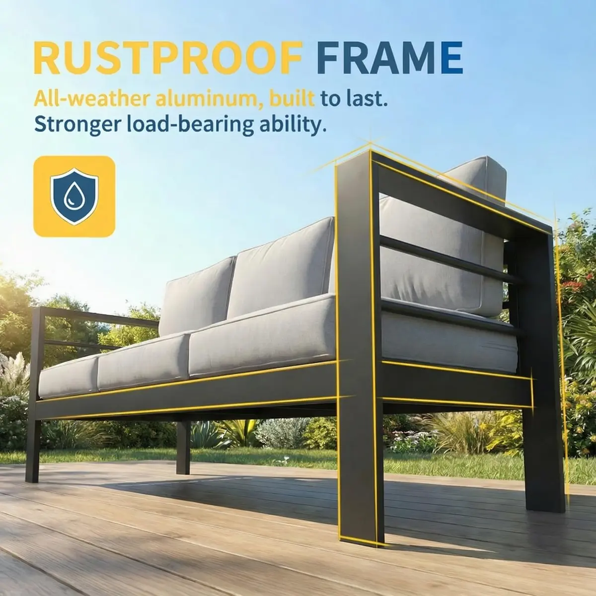 Solaste Aluminum Patio Furniture Set for All Weather | Oversized Metal Outdoor Furniture with 27.5" Deep Seating - view 3