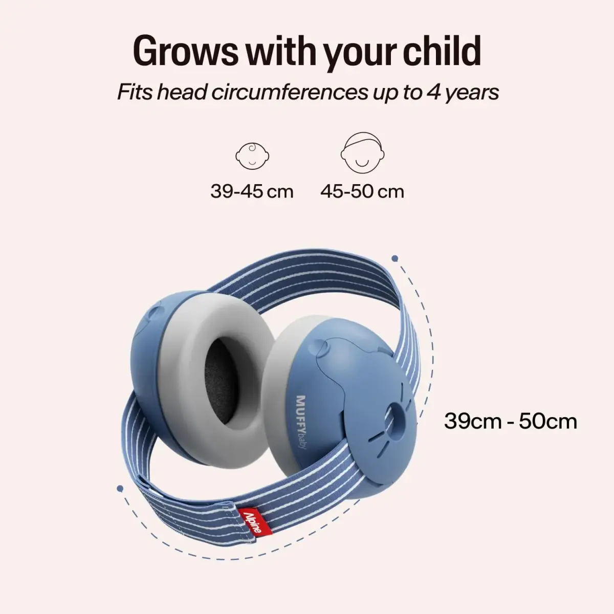 Alpine Muffy Baby Ear Muffs Noise Protection for Toddlers | 23 dB SNR (114g) | Denim Striped - view 5