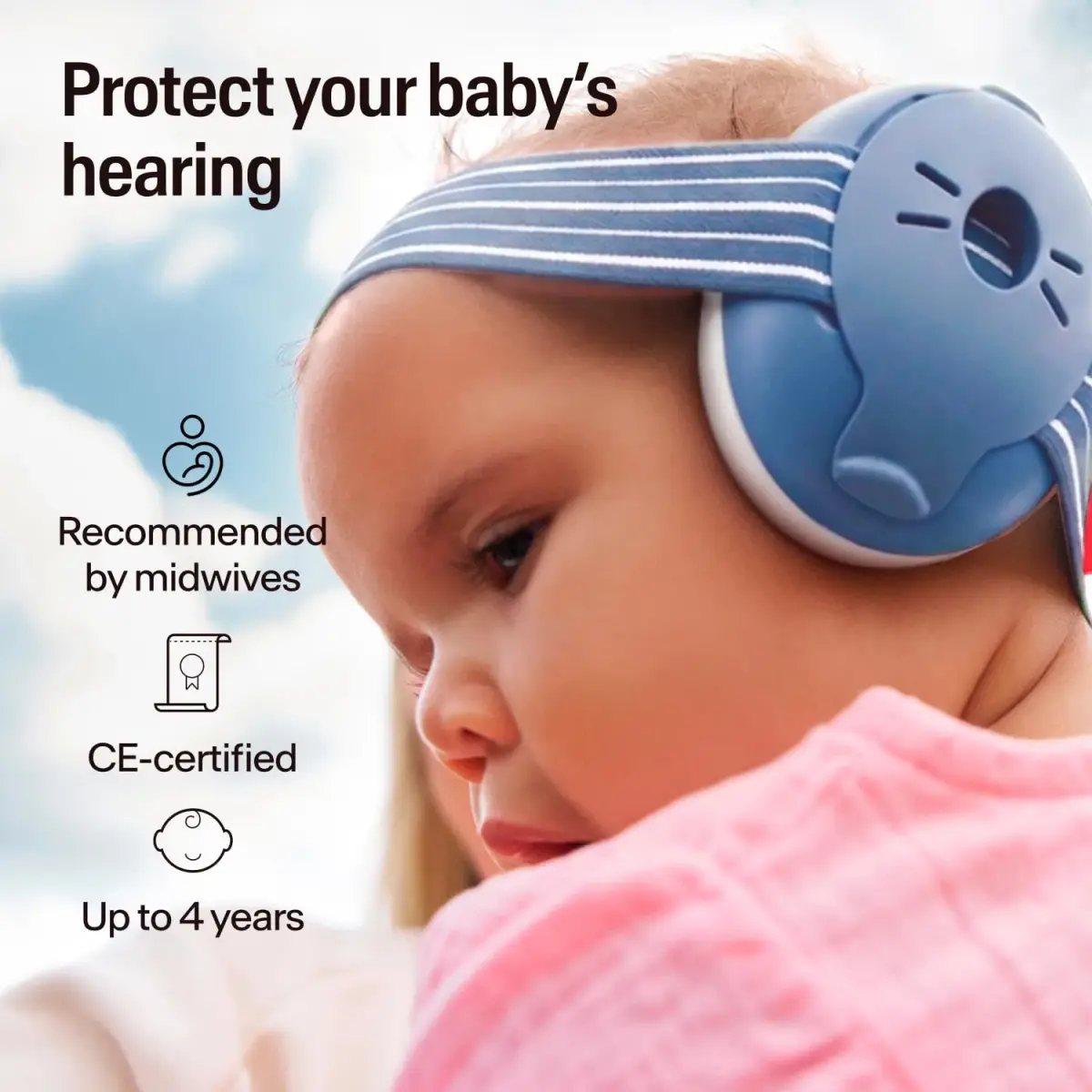 Alpine Muffy Baby Ear Muffs Noise Protection for Toddlers | 23 dB SNR (114g) | Denim Striped - view 2