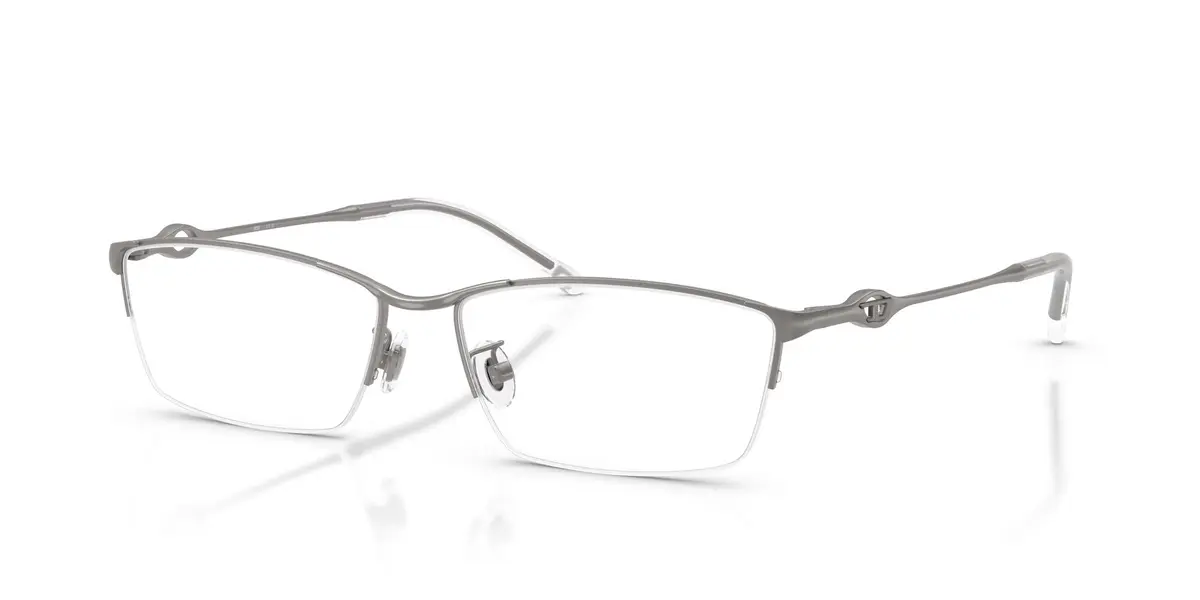 Diesel DL5011D Low Bridge Fit Rectangular Prescription Eyewear Frames, Brushed Gunmetal, 58 mm | Modern, Lightweight Metal Design - view 2