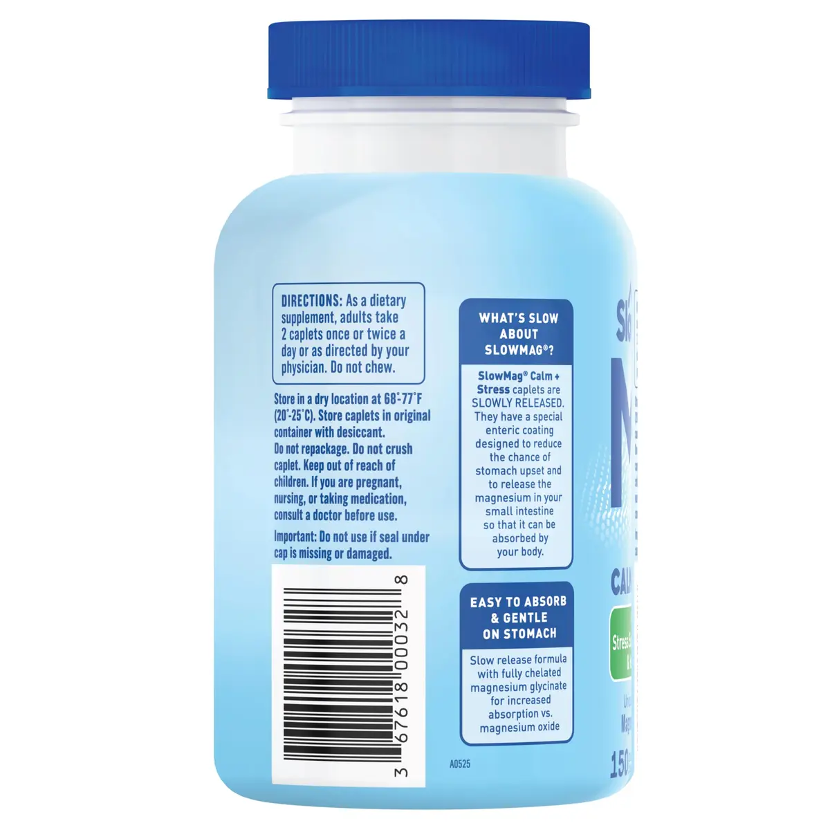 SlowMag Magnesium Glycinate Caplets 150 Count | Slow-Release Calm & Stress Support for Women & Men - view 5