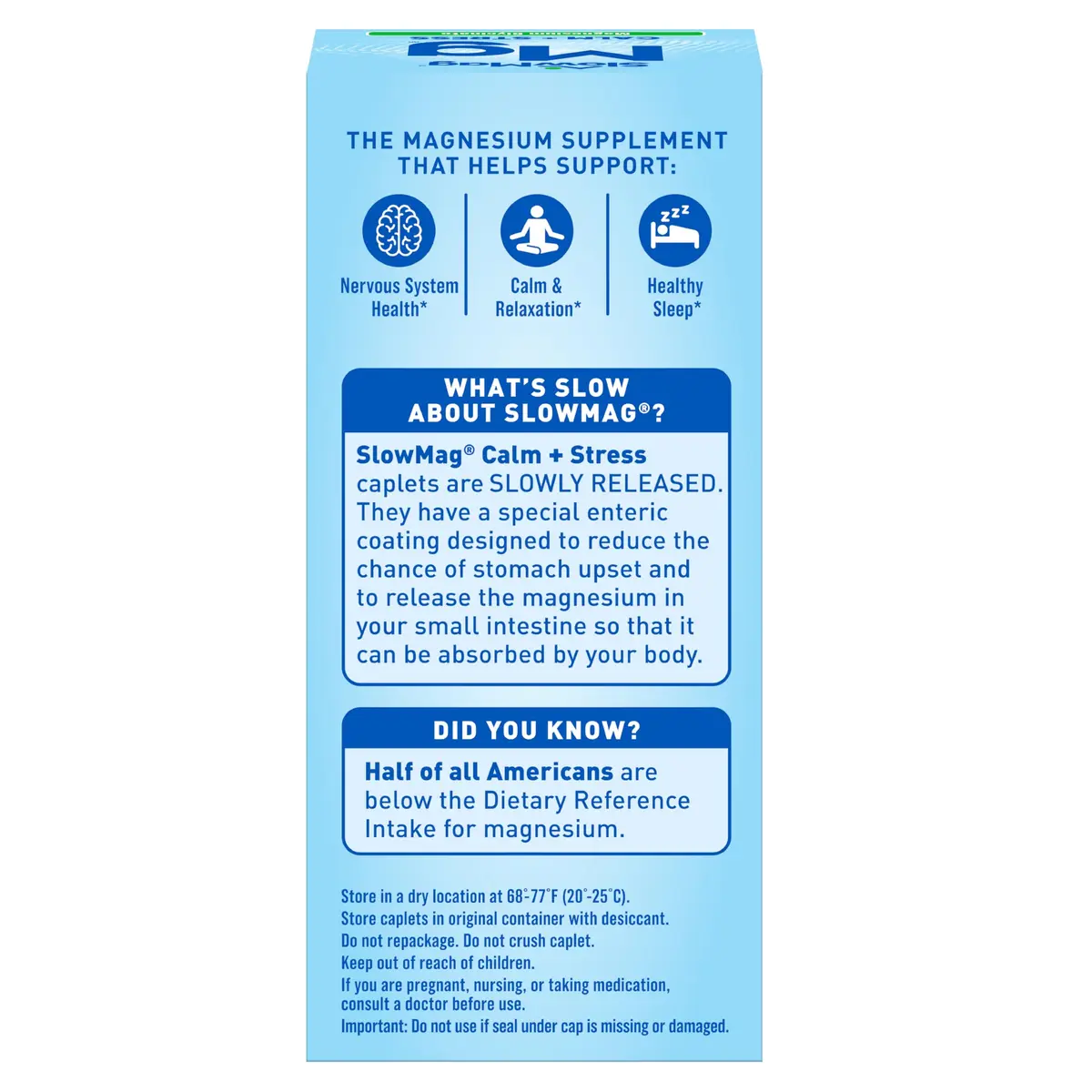 SlowMag Magnesium Glycinate Caplets 100 Count | Slow-Release Calm & Stress Support - view 6