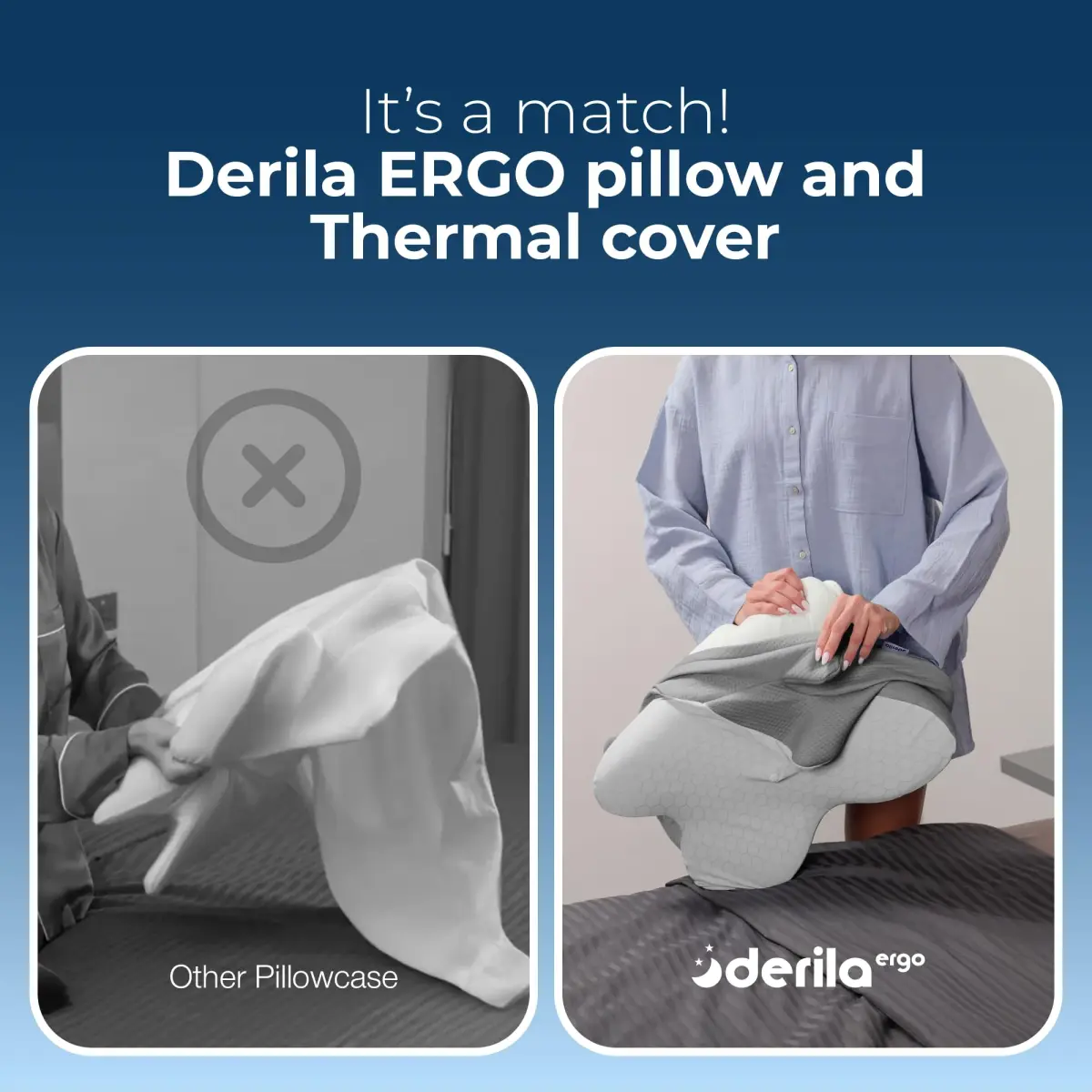 Derila Ergo Thermal Pillow Cover for Cervical Neck Pillow 54cm x 36cm x 12cm | Cooling Fabric for Better Sleep - view 7