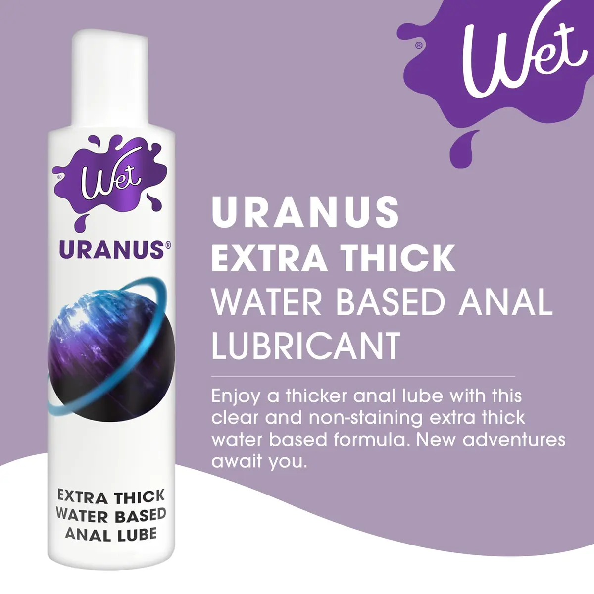Wet Uranus Extra Thick Water-Based Anal Lube 3 Fl Oz | Long-Lasting, Body-Safe, Paraben-Free - view 2