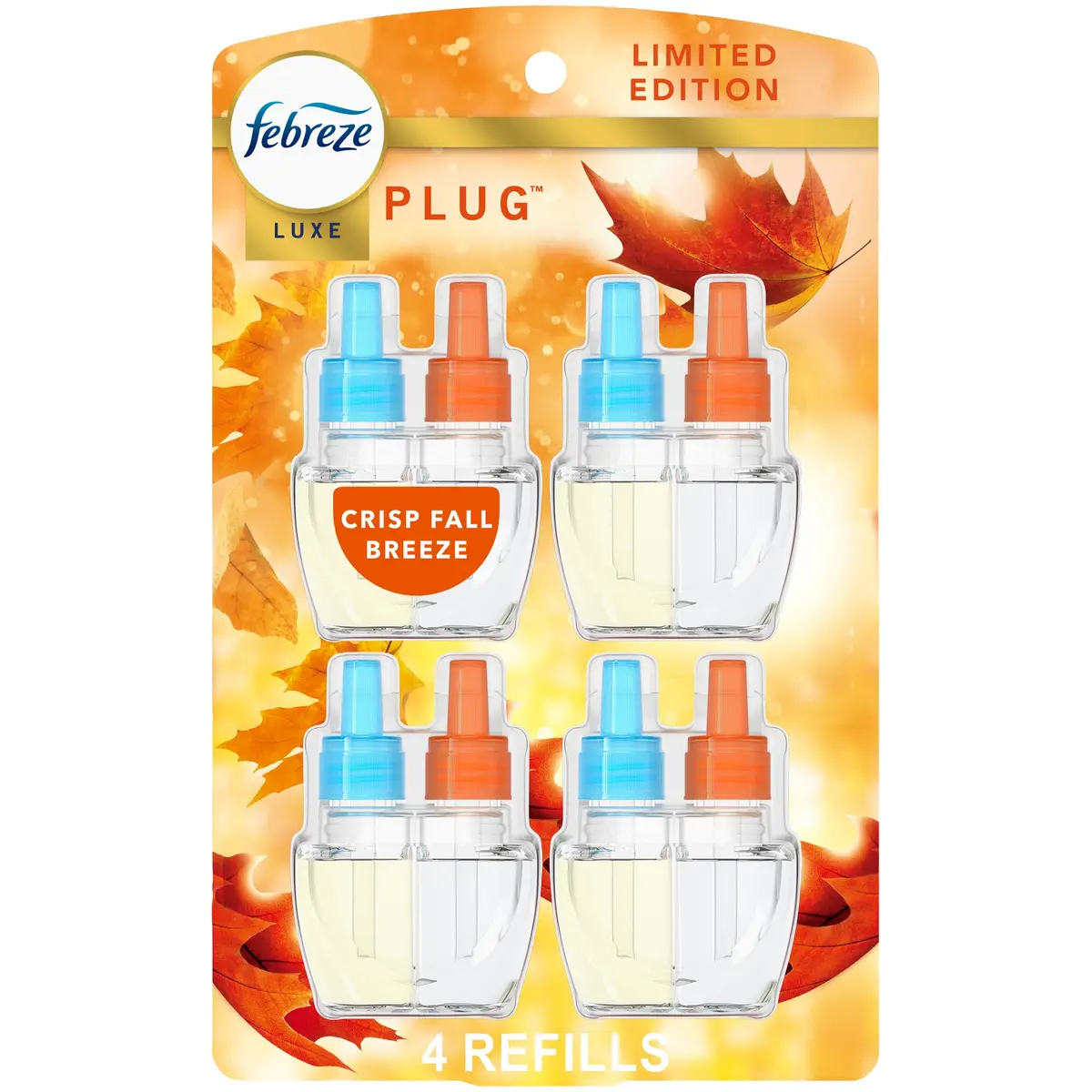 Febreze Fade Defy Plug Air Freshener Refill, Crisp Fall Breeze Scent, 3.5 Fl Oz (103ml) | Lasts 50 Days on Low - main product image