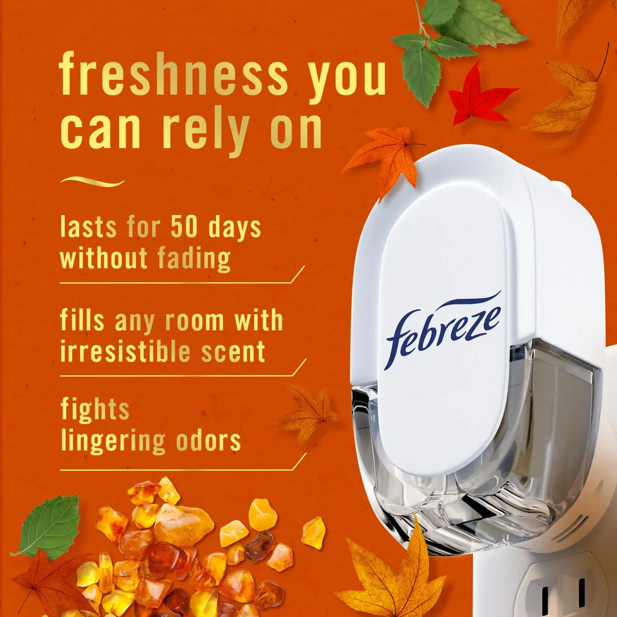 Febreze Fade Defy Plug Air Freshener Refill, Crisp Fall Breeze Scent, 3.5 Fl Oz (103ml) | Lasts 50 Days on Low - view 2