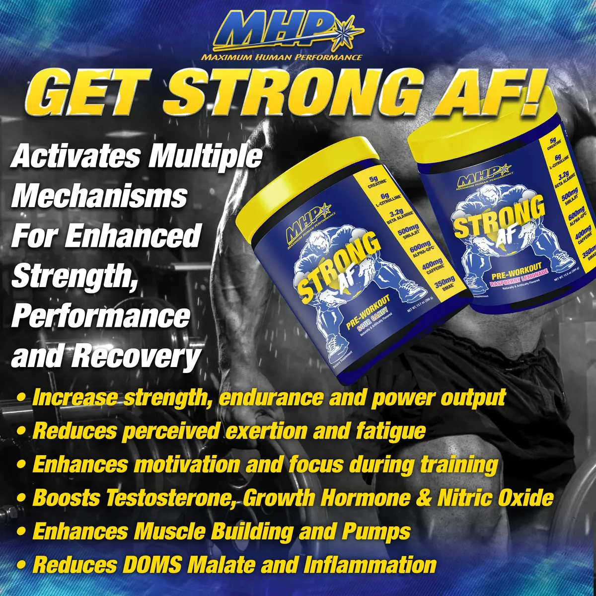 Maximum Human Performance Strong AF Pre-Workout 13.5oz | Muscle Building & Strength - view 6