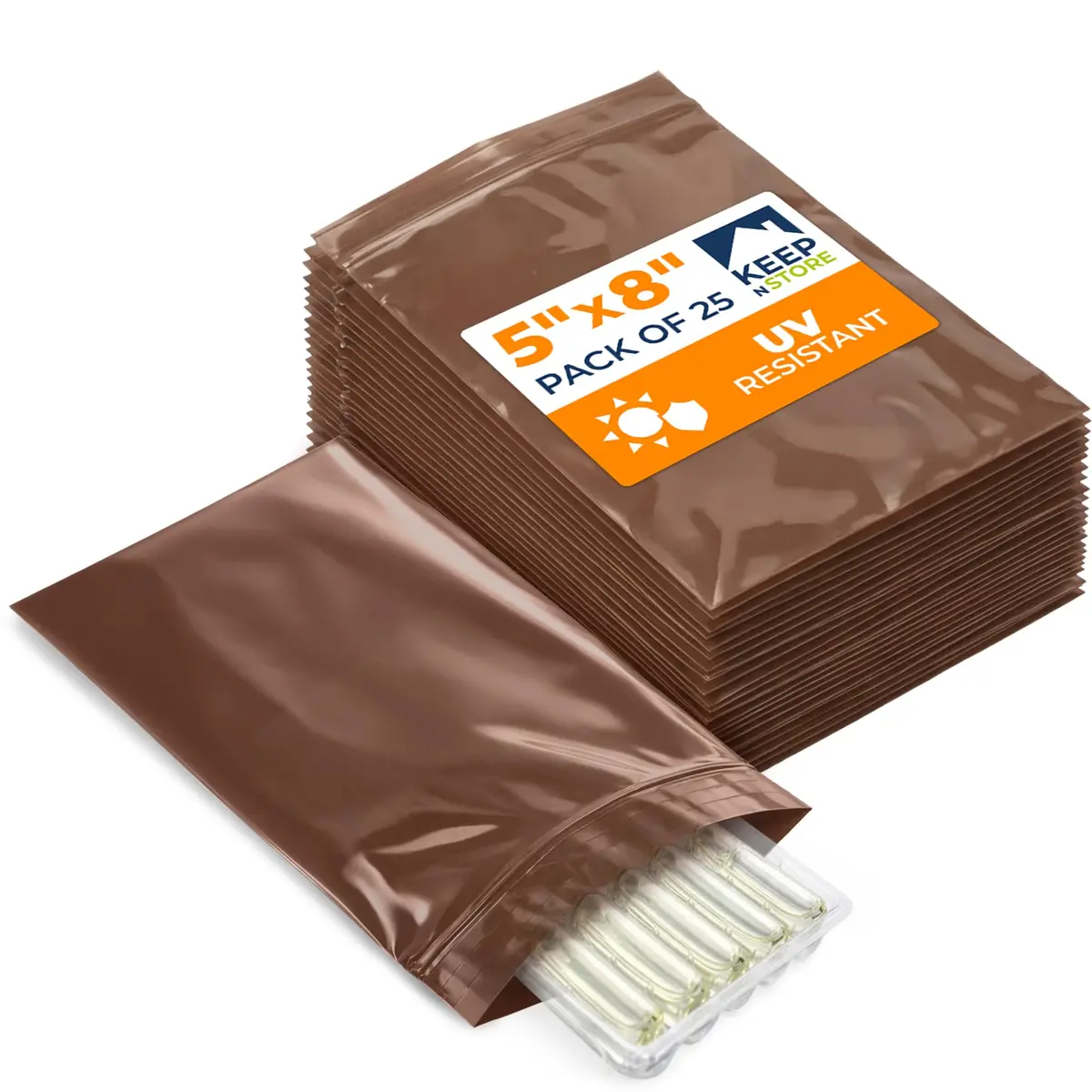 Keep N Store 5"x 8" UV Protective Amber Zip Bags | Heavy Duty 3 Mil Moisture-Resistant Storage - main product image