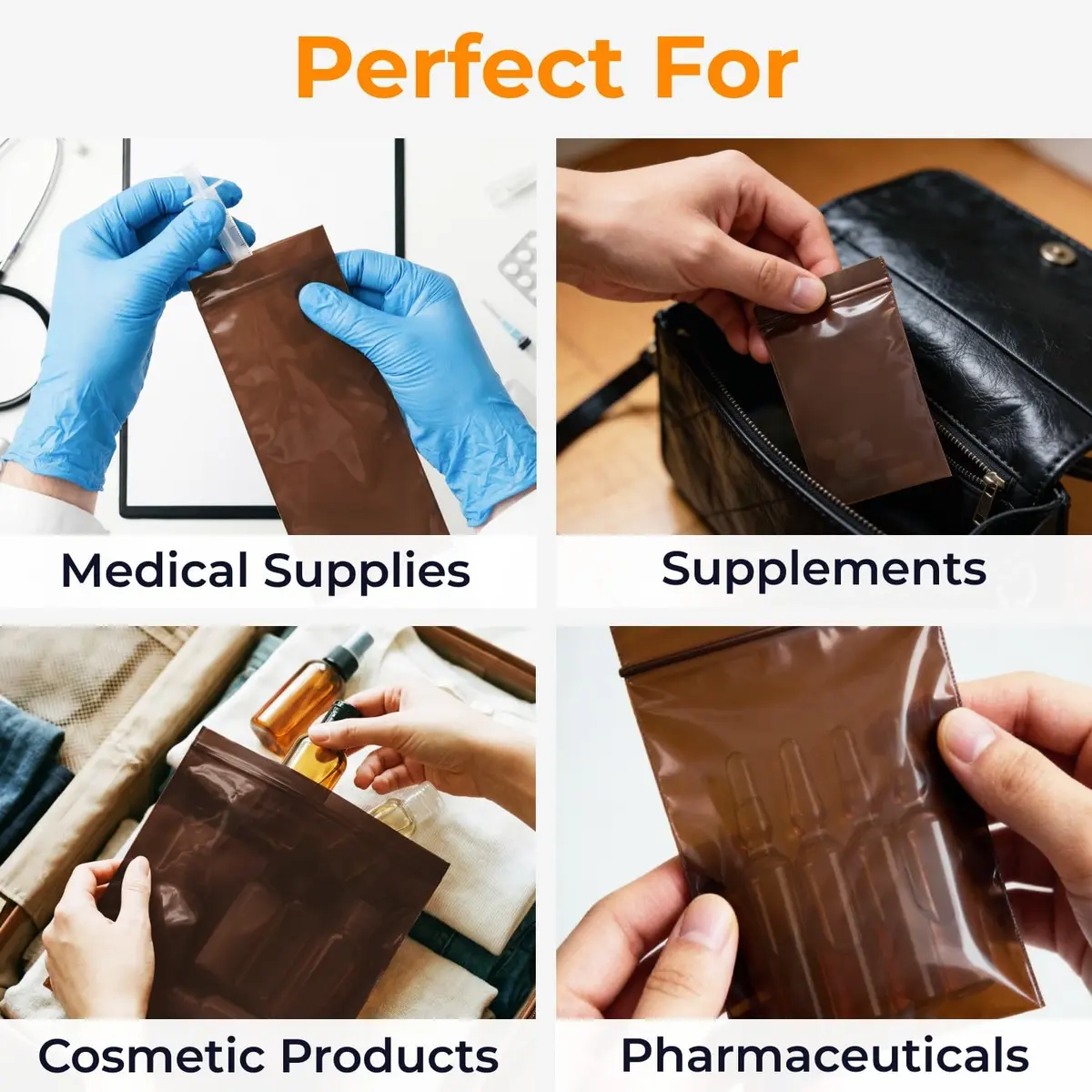 Keep N Store 5"x 8" UV Protective Amber Zip Bags | Heavy Duty 3 Mil Moisture-Resistant Storage - view 6