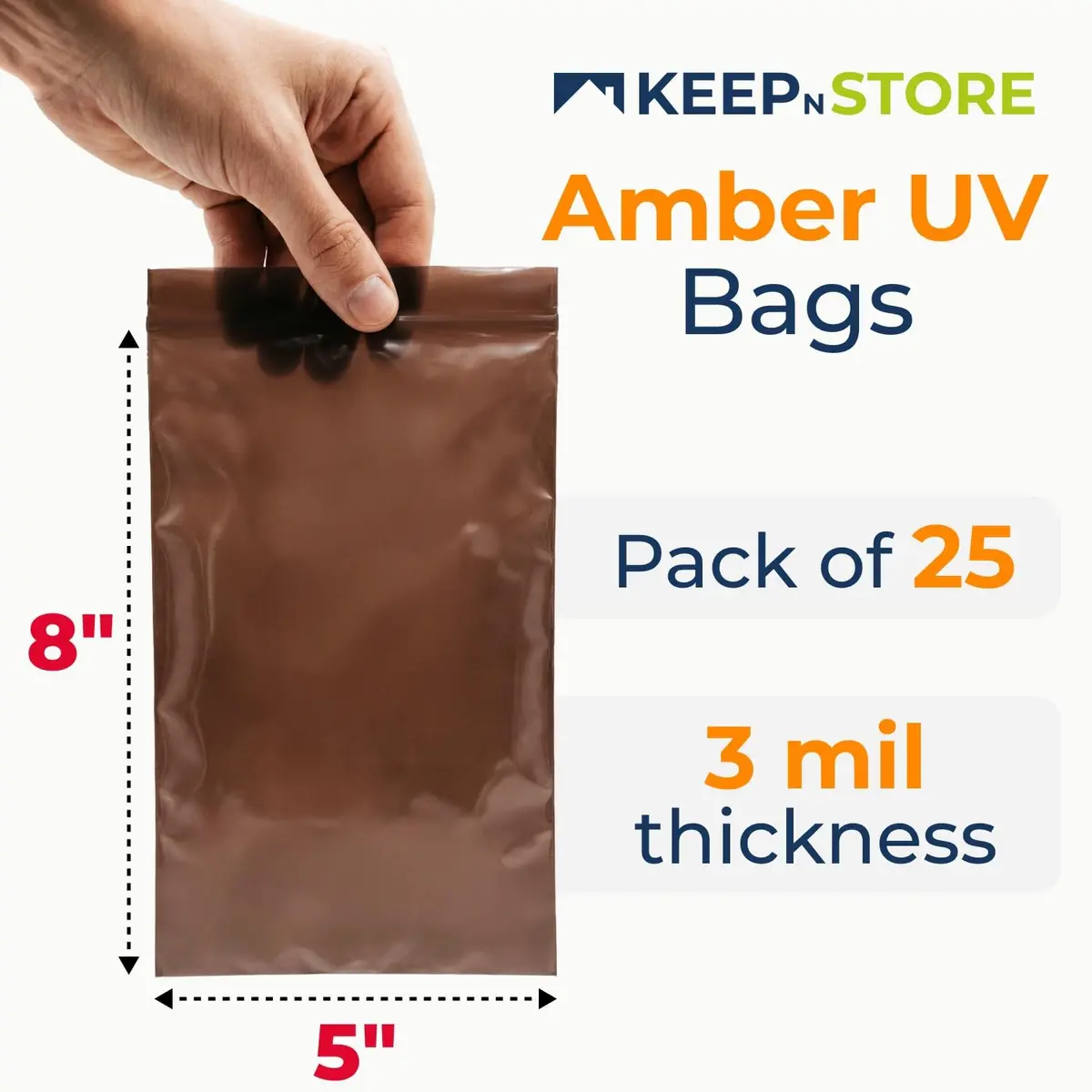 Keep N Store 5"x 8" UV Protective Amber Zip Bags | Heavy Duty 3 Mil Moisture-Resistant Storage - view 2
