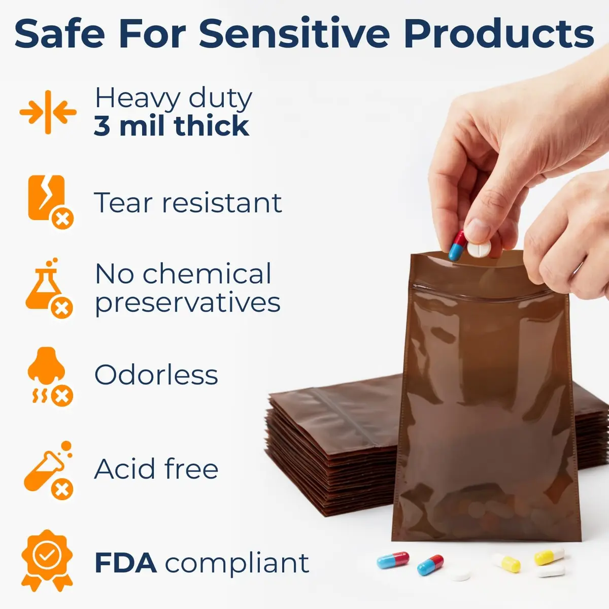 Keep N Store 5"x 8" UV Protective Amber Zip Bags | Heavy Duty 3 Mil Moisture-Resistant Storage - view 4