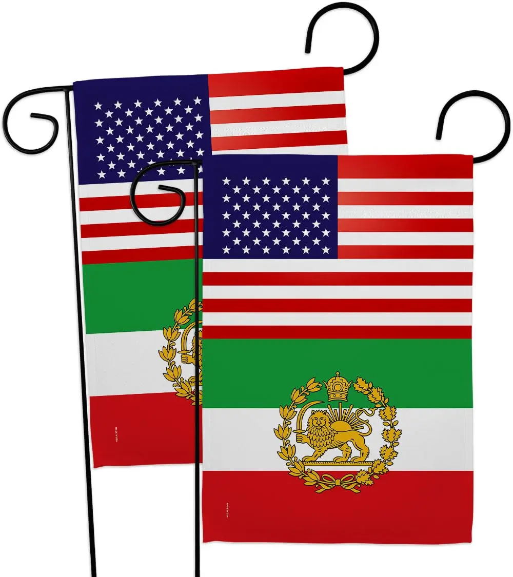 Iranian Flag USA Iran Lion Sun American Flag 13" x 18.5" | Historic Lion & Sun Emblem for Persian Heritage - main product image