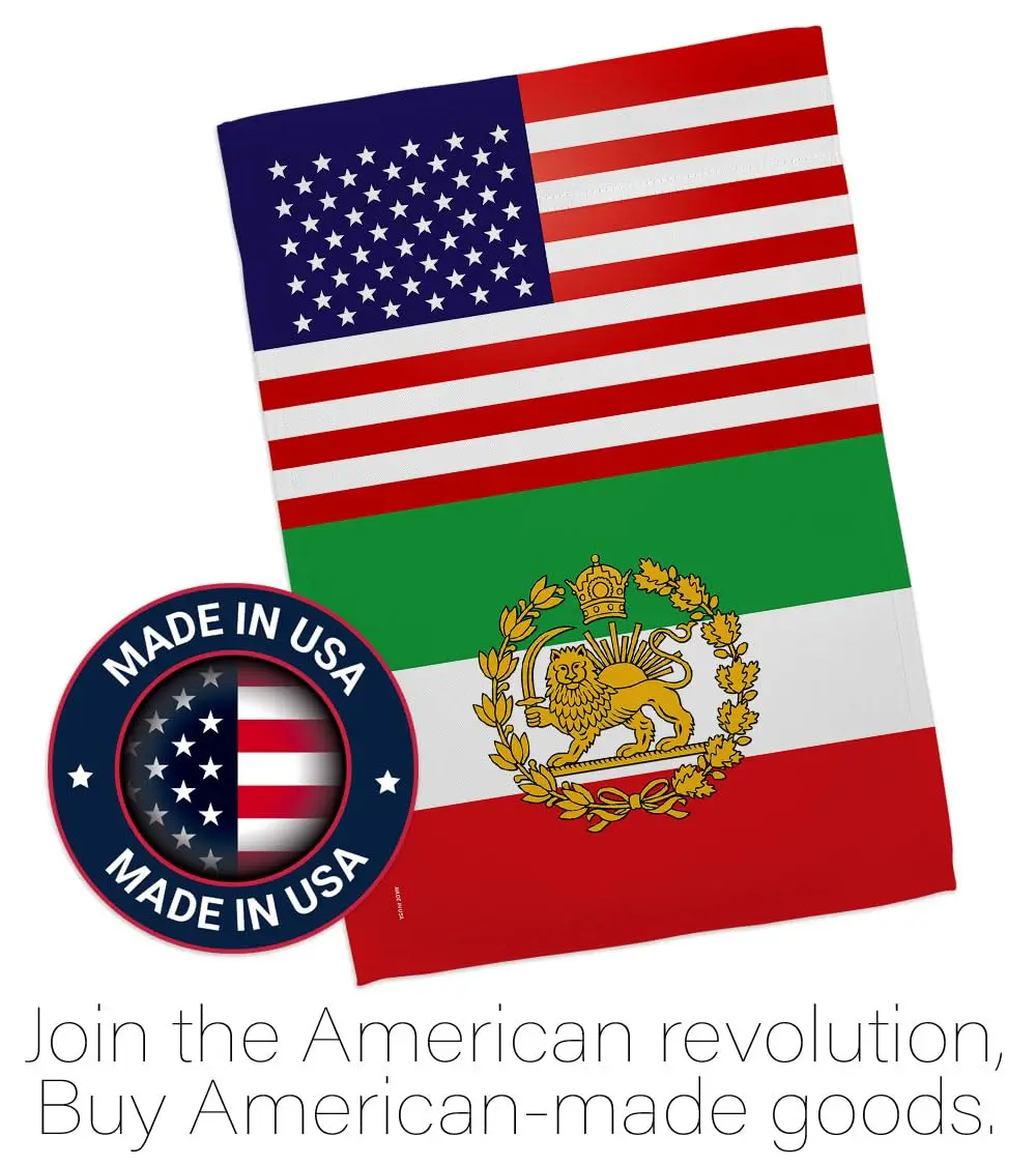 Iranian Flag USA Iran Lion Sun American Flag 13" x 18.5" | Historic Lion & Sun Emblem for Persian Heritage - view 5