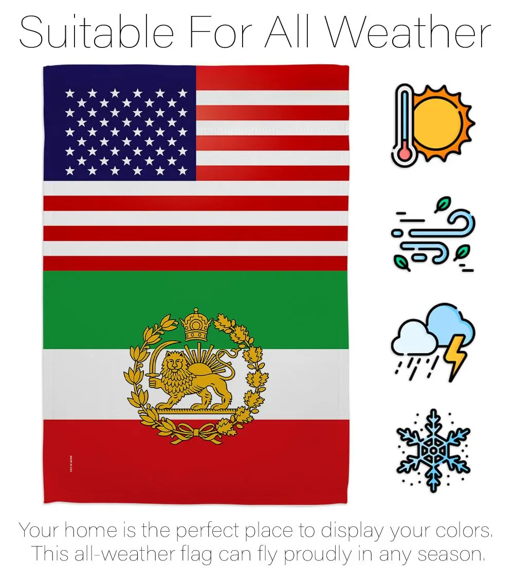 Iranian Flag USA Iran Lion Sun American Flag 13" x 18.5" | Historic Lion & Sun Emblem for Persian Heritage - view 6