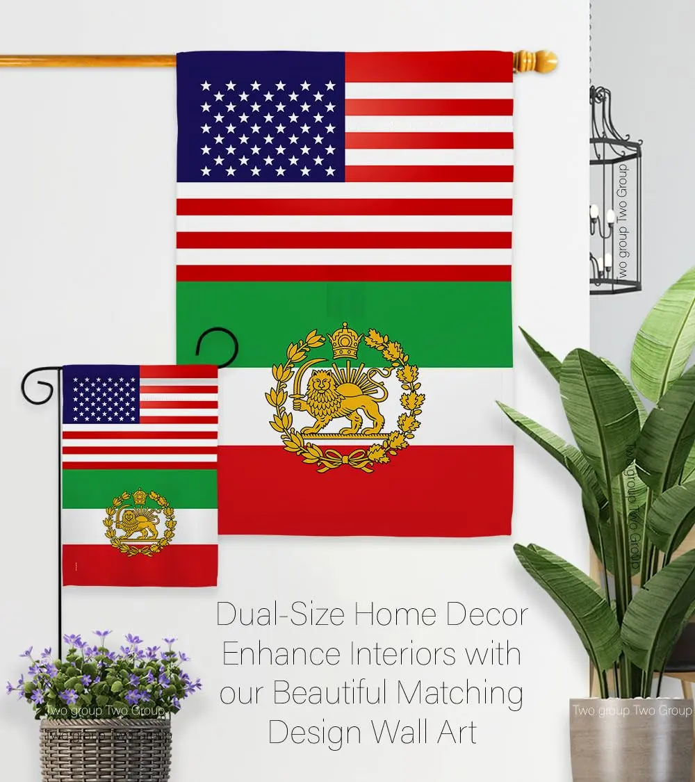 Iranian Flag USA Iran Lion Sun American Flag 13" x 18.5" | Historic Lion & Sun Emblem for Persian Heritage - view 8