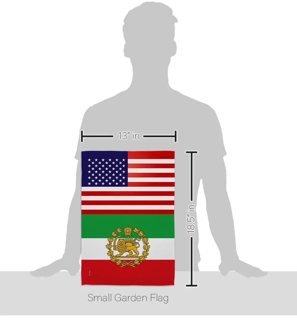 Iranian Flag USA Iran Lion Sun American Flag 13" x 18.5" | Historic Lion & Sun Emblem for Persian Heritage - view 2