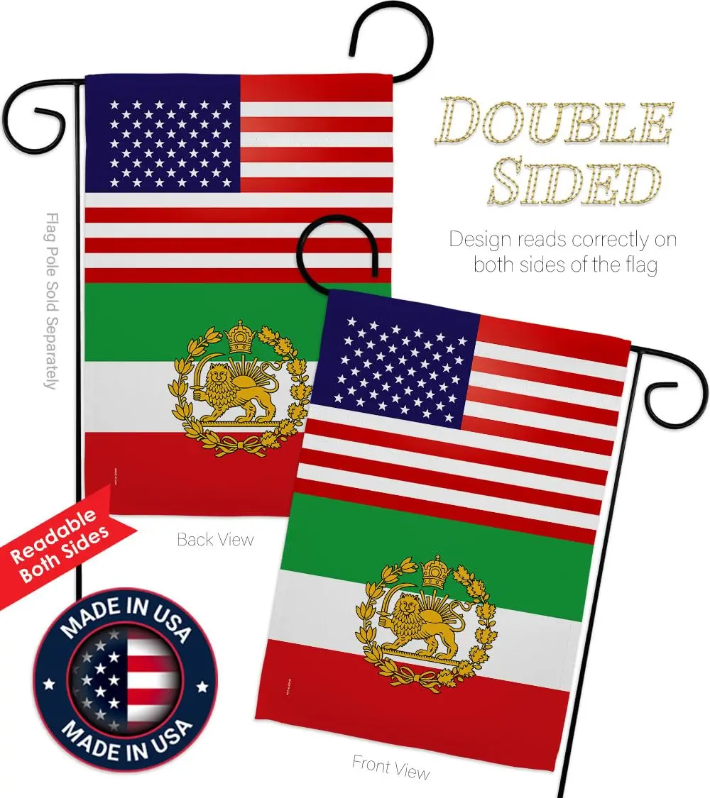 Iranian Flag USA Iran Lion Sun American Flag 13" x 18.5" | Historic Lion & Sun Emblem for Persian Heritage - view 3