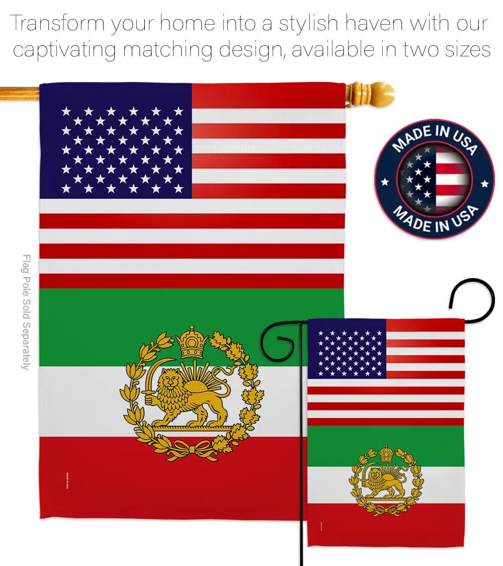 Iranian Flag USA Iran Lion Sun American Flag 13" x 18.5" | Historic Lion & Sun Emblem for Persian Heritage - view 4