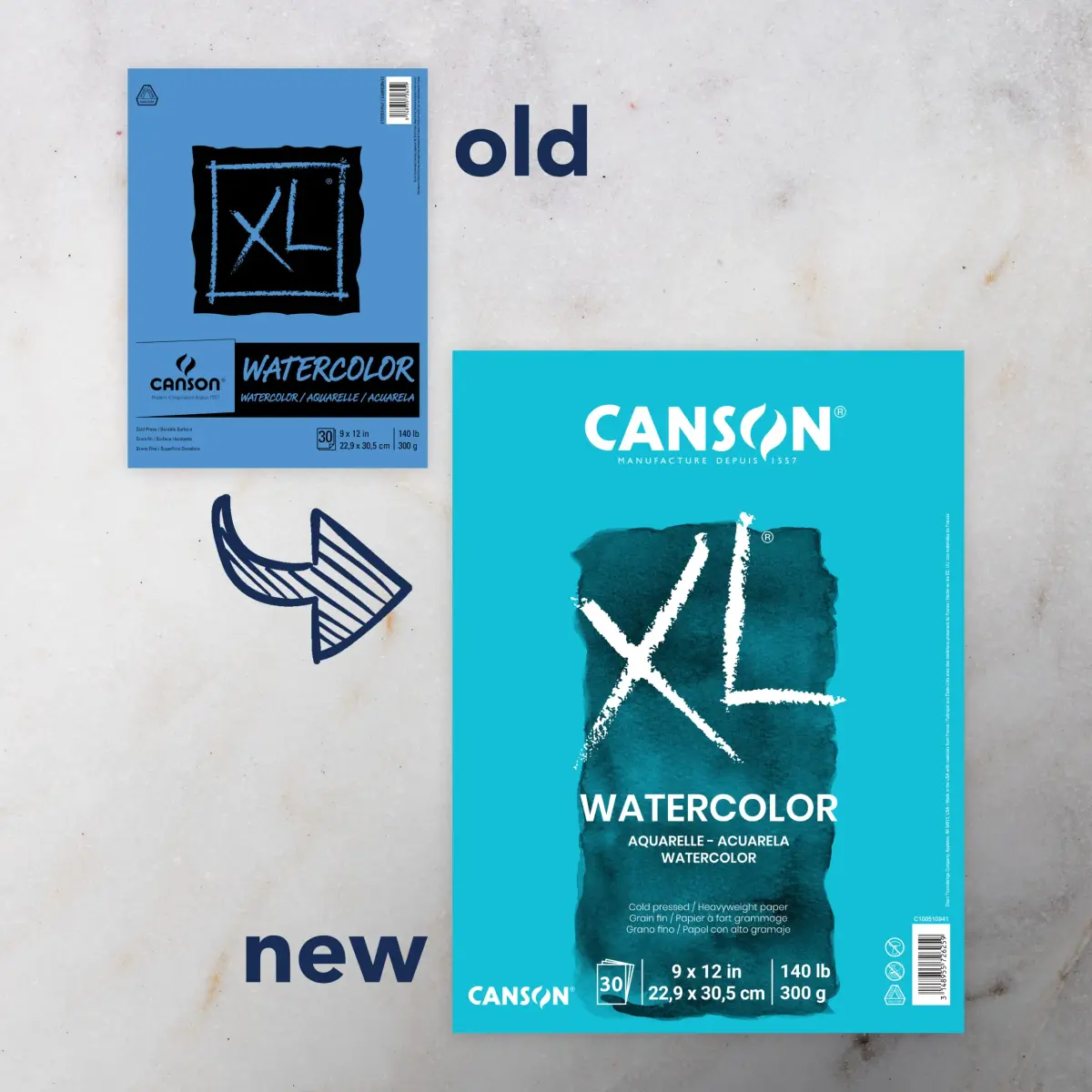 Canson XL Watercolor Paper Pad 9" x 12" 30 Sheets/Pad, 3 Pads | 140 lb (300 gsm) Cold Press Paper for Mixed Media Art - view 2