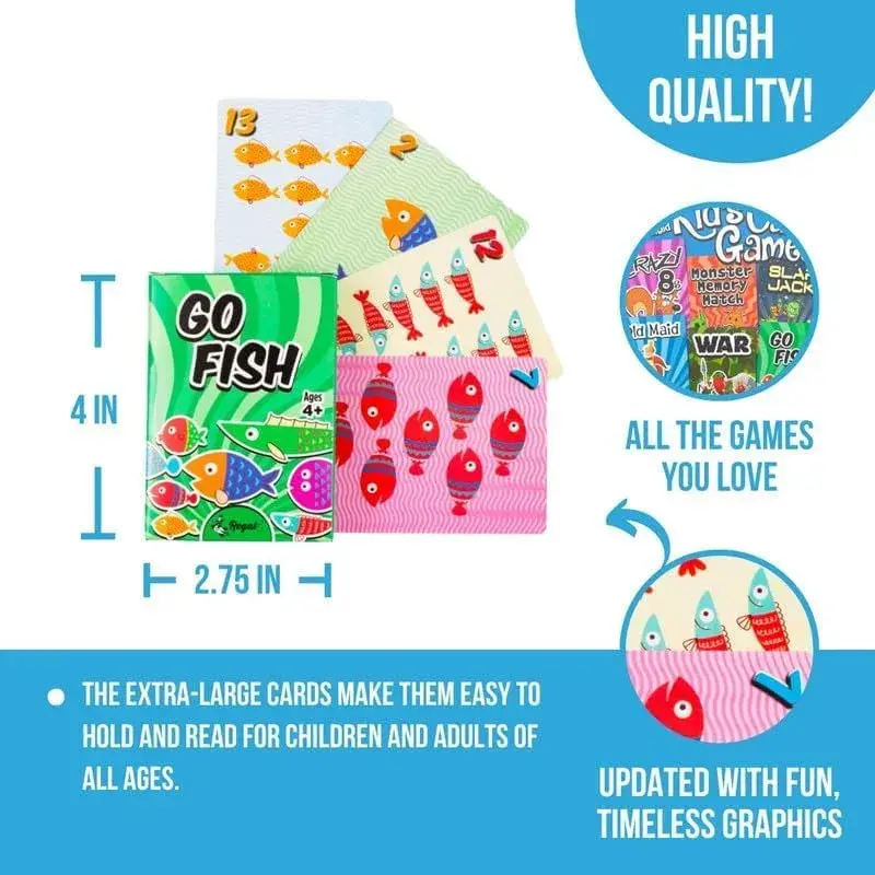 Regal Games Classic Card Games Set for Kids & Families - 54 Decks (6 Packs of 9 Games) | Educational & Fun for Ages 4+ - view 6