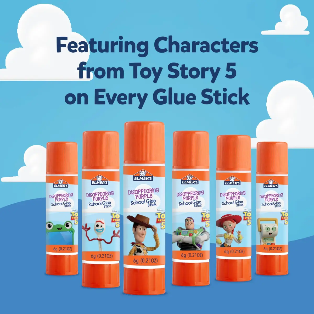 Elmer's Disappearing Purple Glue Sticks Featuring Toy Story Characters, 6 Grams, 12 Count | Acid Free, Photo Safe, Nontoxic & Washable - view 2