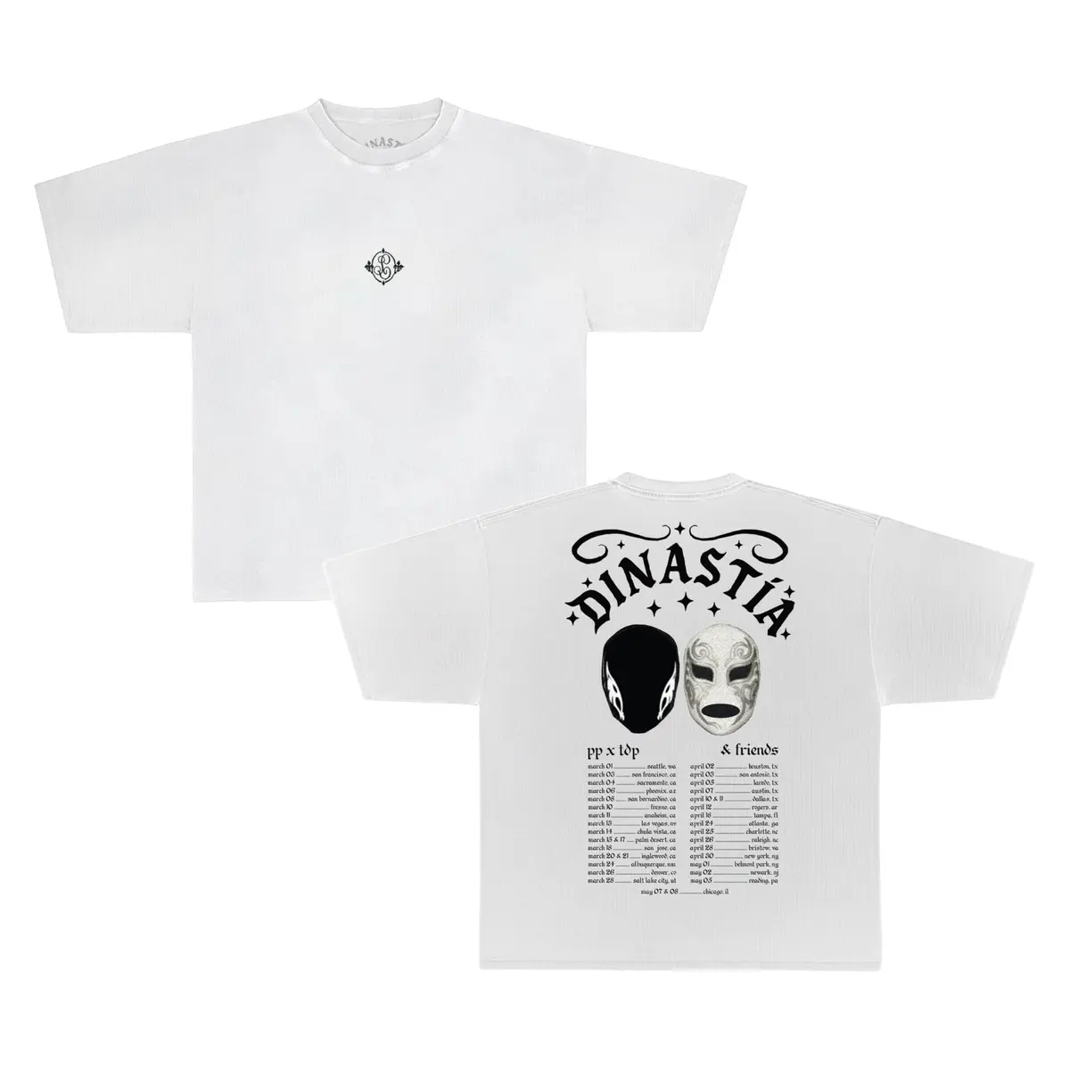 Peso Pluma Dinastía Tour Luchador Dateback T-Shirt | 100% Cotton, Regular Fit, Crew Neck, Graphic Print - main product image