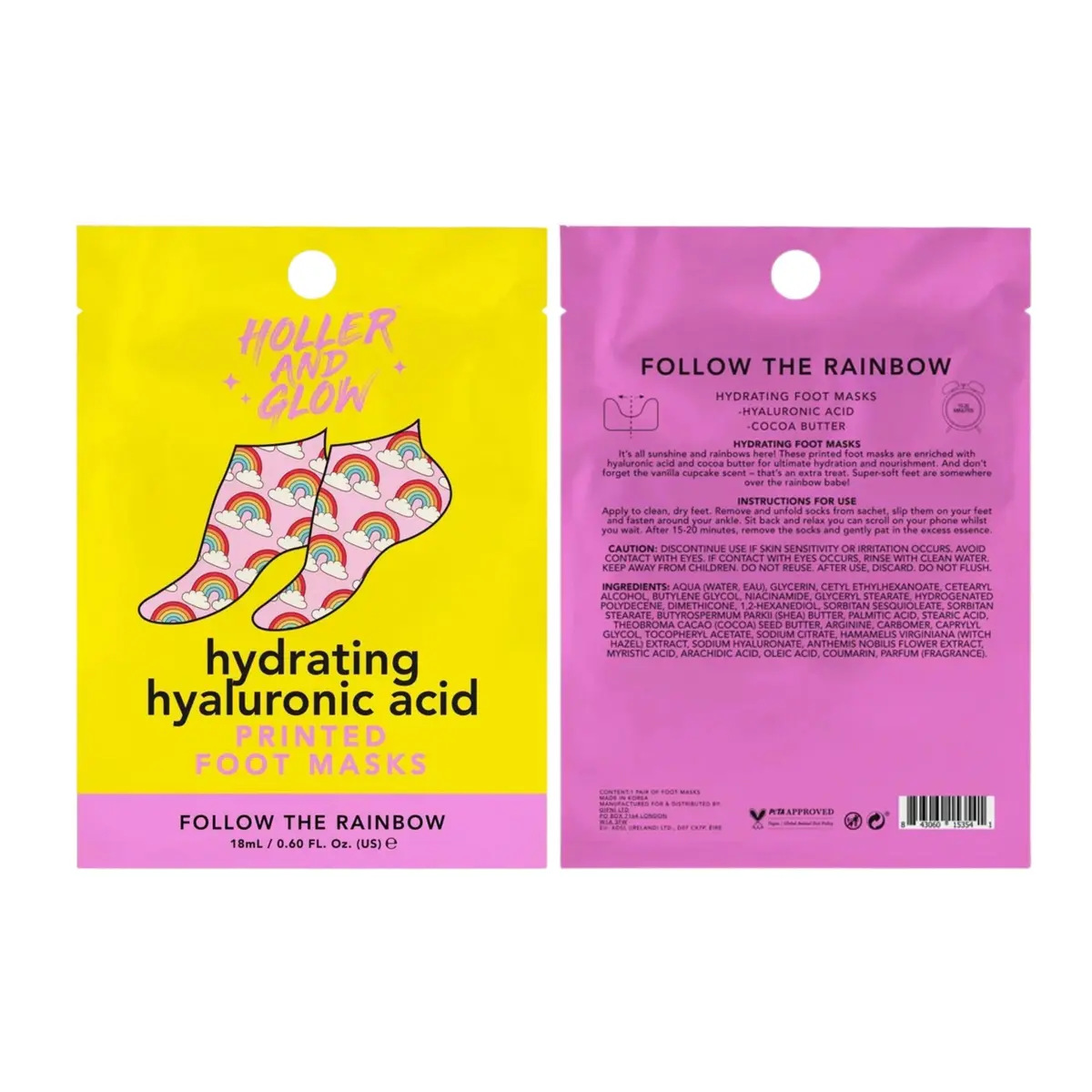 Holler & Glow Printed Foot Mask Variety Pack - Hydrating Socks, 6 Count | Fun Prints & Nourishing Ingredients - view 5