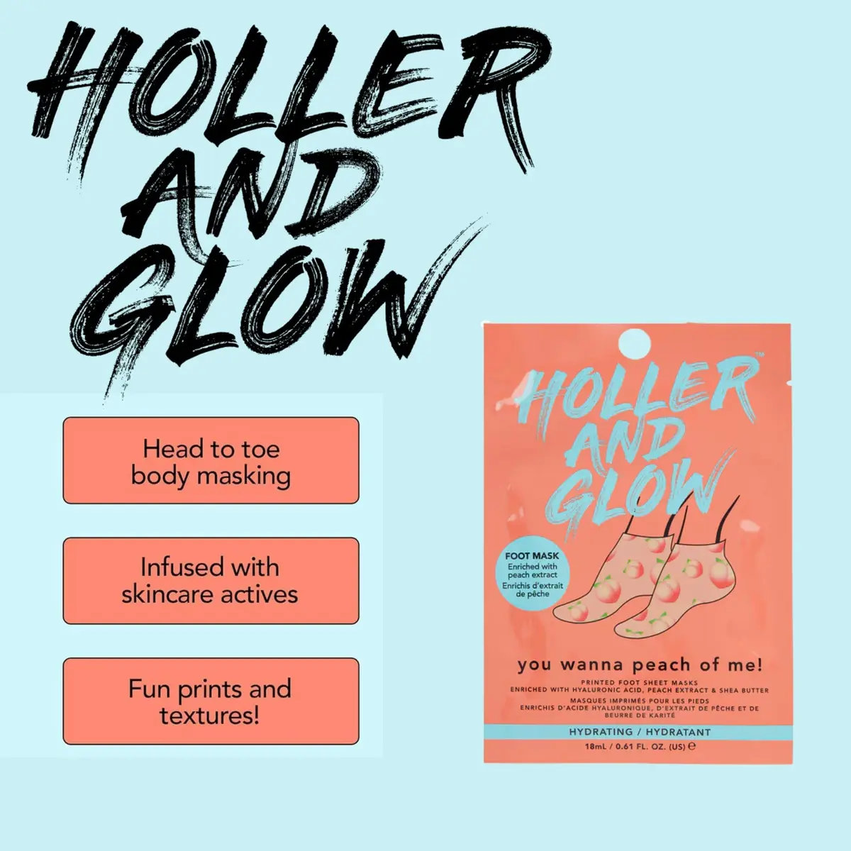 Holler & Glow Printed Foot Mask Variety Pack - Hydrating Socks, 6 Count | Fun Prints & Nourishing Ingredients - view 2