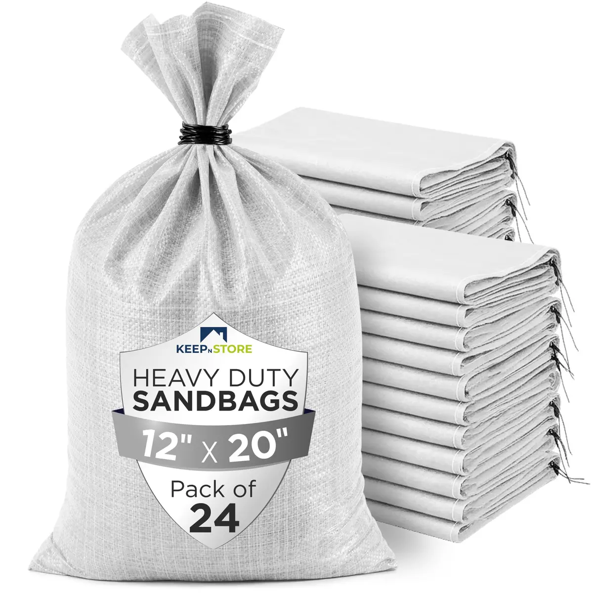 Keep N Store Heavy Duty Sand Bags Pack of 24 | Flood Control & Industrial Use, 12x20 inches, 25 Pounds - main product image