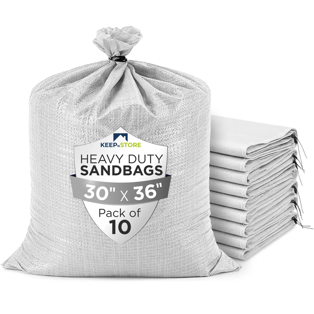 Keep N Store Heavy Duty Sand Bags 30x36 inches (10-Pack) | Flood Control & Weight Ballast - main product image
