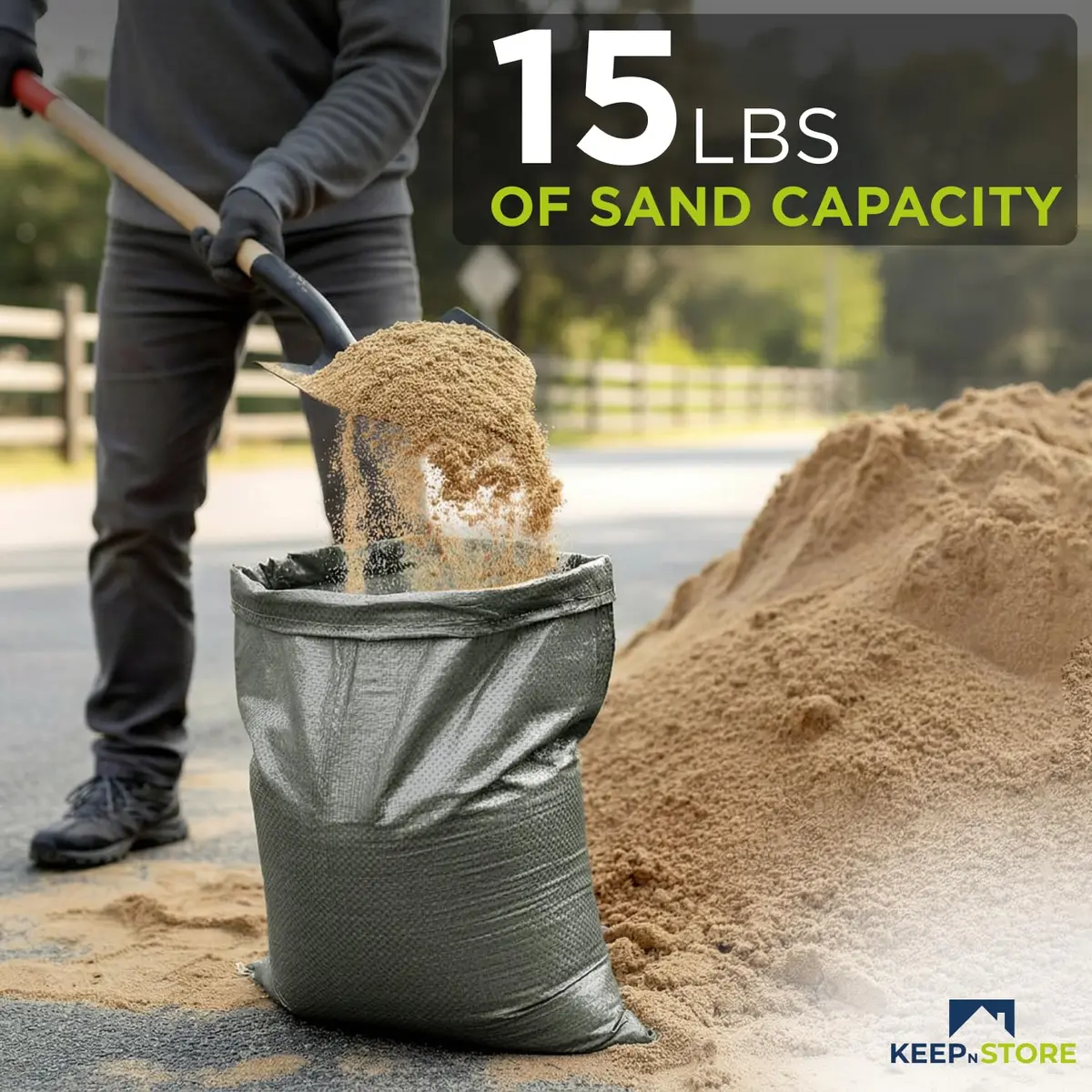 Keep N Store Heavy Duty Sand Bags Pack of 10, Army Green 25cm x 35cm (10"x14") | Flood Control & Weight Bags - view 4