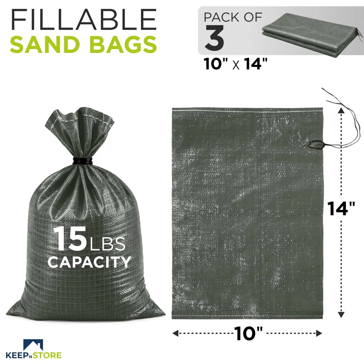 Keep N Store Heavy Duty Sand Bags Pack of 3 | Flood Control & Heavy Load Stabilization - view 2