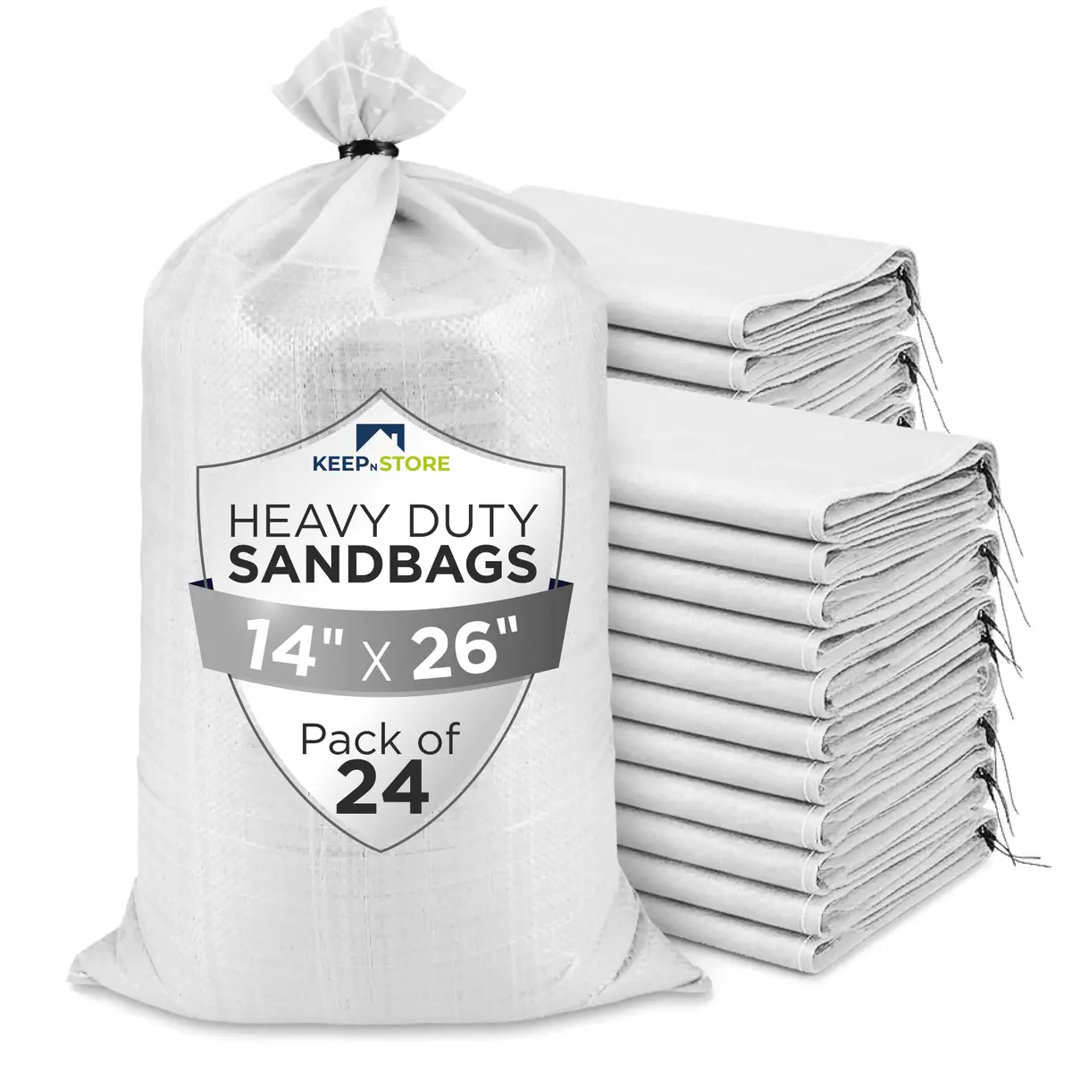 Keep N Store Heavy Duty Sand Bags Pack of 24 | Flood Control & Industrial Use, 14x26 inches, 50 lbs - main product image