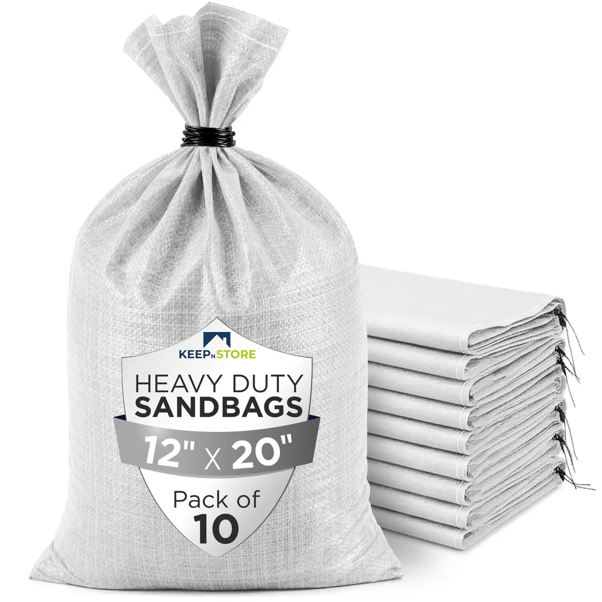 Keep N Store Heavy Duty Sand Bags Pack of 10, 12x20 inches (30.48x50.8 cm) | Flood Control & Weight Stabilization - main product image