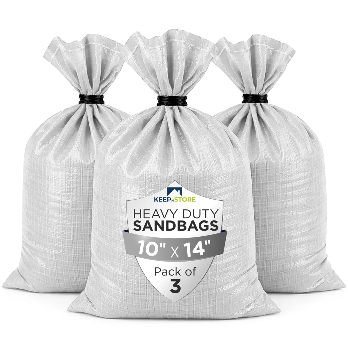 Keep N Store Heavy Duty Sand Bags Pack of 3 | 10x14 inches, 15 lbs, UV Protected, Fillable for Flood Control - main product image