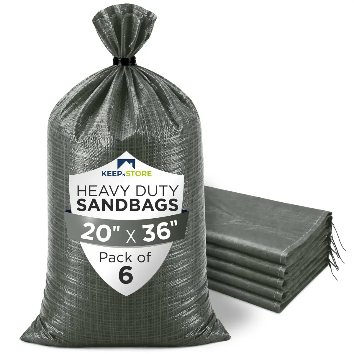 Keep N Store Heavy Duty Sand Bags Pack of 6 | Flood Control & Industrial Use 20x36 inches - main product image
