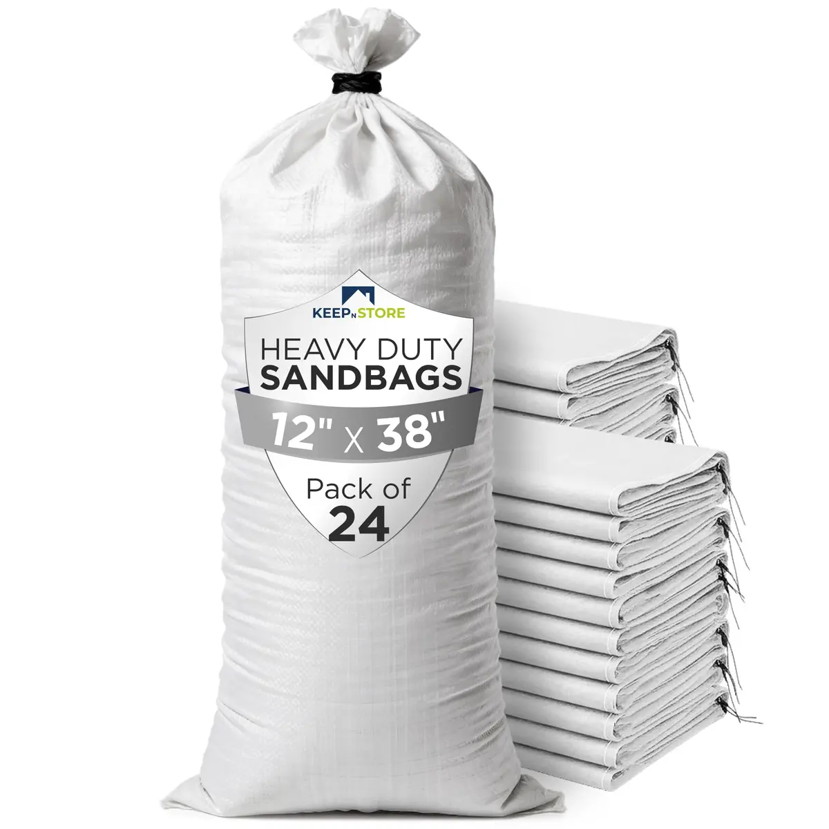 Keep N Store Heavy Duty Sand Bags Pack of 24, 38x18 inches (96.5x45.7 cm) | Flood Control & Weight Bags - main product image