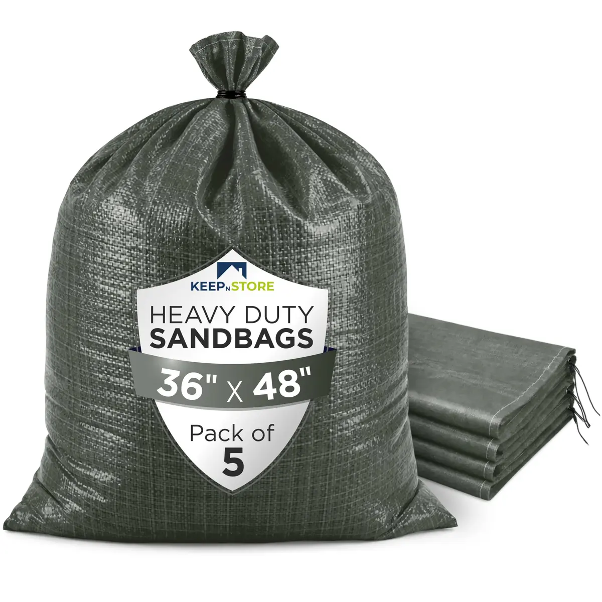 Keep N Store Heavy Duty Sand Bags Pack of 5, 36x48 inches | UV Resistant Woven Polypropylene Flood Control Bags - main product image