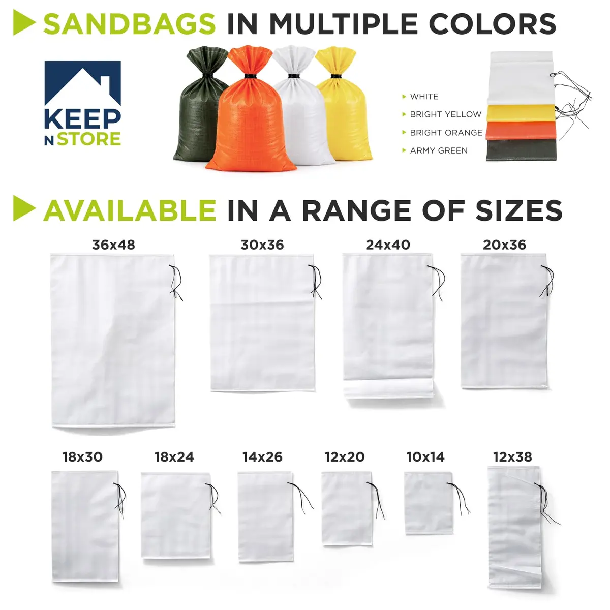 Keep N Store Heavy Duty Sand Bags Pack of 5, 10x14 inches (25.4x35.6 cm) | UV Protection, Flood Control - view 3