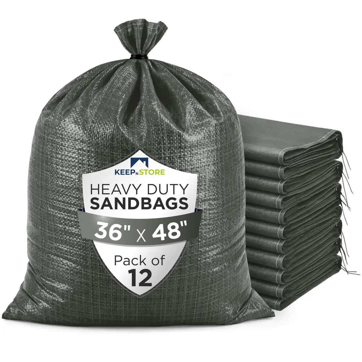 Keep N Store Heavy Duty Sand Bags Pack of 12 | Flood Control & Weight Stabilization 36x48 inches - main product image