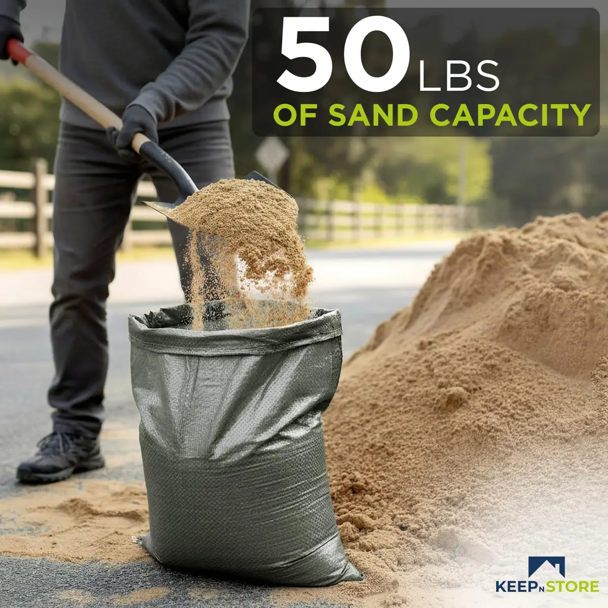 Keep N Store Heavy Duty Sand Bags Pack of 5, Army Green 14x26 inches | Flood Control & Weight Bags - view 4